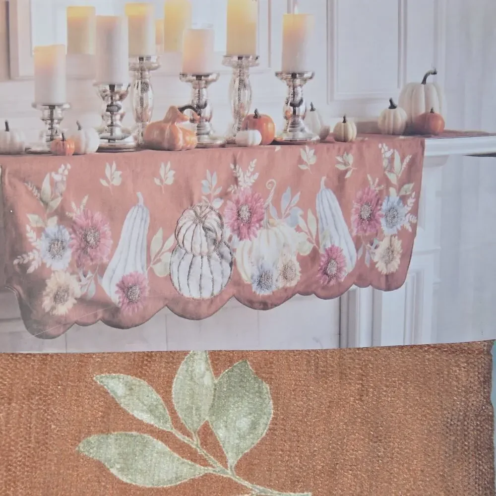 Nicole Miller MANTEL SCARF 24 X 84 PUMPKINS Beaded Embroidered Embellished NWT